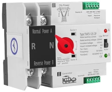 ATS 2P, 3P och 4P automatisk automatisk överföring med dubbel strömförsörjning, omkopplare för oavbruten strömgenerator 63 A, 100 A, 125A (4P, 63APV)