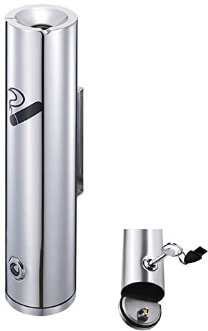 Commercial Wall Mounted Ashtray Stainless Steel Cigarette Bin Garden Patio Cigarettes Ash Butt Disposal for Mall Hotel Lobby Elevator Entrance KTV, Outside Ashtrays for Cigarettes