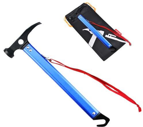 TRIWONDER Camping Hammer Tent Pegs Mallet Multifunctional Ground Pegs Puller Remover Aluminum Tent Stakes Hammer (Blue)