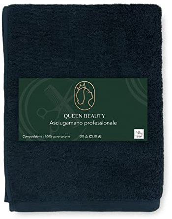 Tex family Queen Beauty Schwarze Handtücher Professionelle Friseur aus Baumwoll-Frottee 55 x 100 cm, Einzelpackungen oder Sparpacks (1)