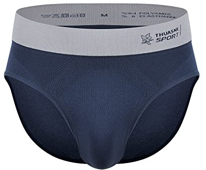 THUASNE - Calzoncillos Deportivos Seamless para Hombre - Sin Costuras - Reducción de la Fricción - Calzoncillos técnicos, Ligeros y Transpirables - Azul Oscuro, XL