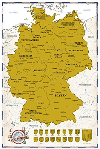 empireposter Rubbelkarte Landkarten Deutschland Politisch - 61x91,5 - Neue Edition