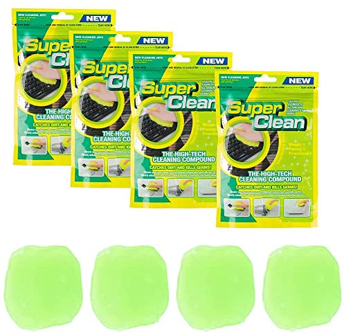 Auto Reinigungsset - Reinigungsgel Auto Reinigungsknete 4 Stück Tastaturreiniger Gel, Tastatur Reinigung Universeller Staubreiniger für Laptops,Computers,Auto-Entlüftungsöffnungen,Taschenrechner, Grün
