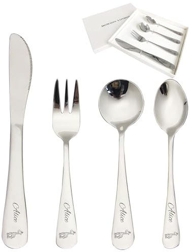 Personalized Toddler Silverware kids Cutlery Set Engraved Stainless Steel Kids Utensils Dinner Forks Knives Spoons with Any Name Stainless Steel Flatware for kid Image 04