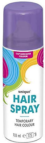 Temporary Hair Color Spray Wash Out Washable Party Fancy Dress Up Accessories Party Halloween Hairspray 133ml (Purple HairSpray, 1)