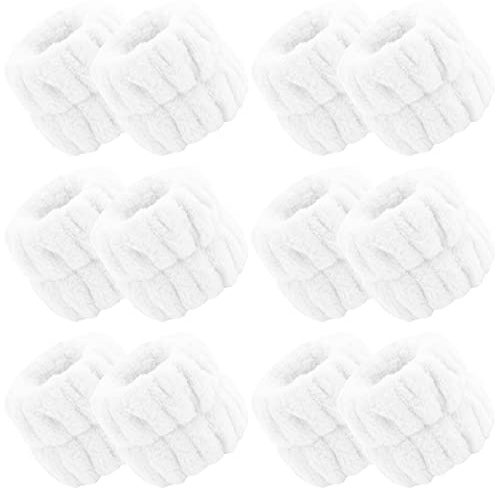WHAVEL 6 pares de toallas de muñeca para lavar la cara, bandas absorbentes para el sudor de spa para evitar derrames de líquidos en los brazos