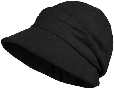 haozaikeji Winter Warm Mütze Damen Filzmütze Barett Faltbar Wintermütze Kirche Schirmmütze Einfarbig Wollmütze Frauen Winterhut Eimer Weich Damenhut Outdoor Damenmütze mit Schirm Fleece Baskenmütze