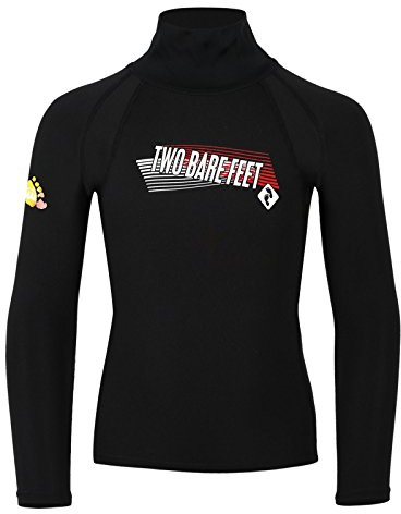 Two Bare Feet Kids Thermal Fleece Lined Rash Vest Long Sleeve - UV50 Protection Surf Base Layer, Wetsuit Swimming Tops for Surfing (Medium)