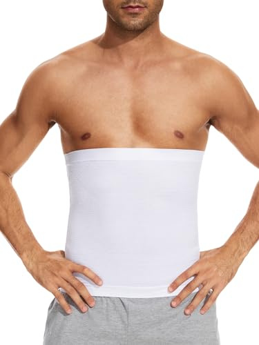 SLIMBELLE Herren Bauchweggürtel Body Shaper Gürtel Bauch Shaper Schwitzgürtel Rückenunterstützung für Fitness Sauna Schlankheitstraining Jogging Yoga Weiß-02 M