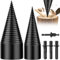 FTJKGH Taladro Divisor de Leña, 45mm+32mm Divisor de Troncos Broca de División de Madera con 4 Mangos, Taladro cono Divisor de Madera Partir Troncos de Madera con 3 Mangos de Perforación