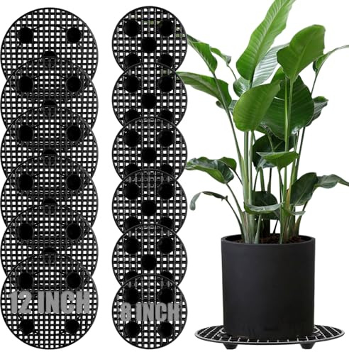 GBACHOOSE Lot de 12 supports pour plantes en pot, grille de drainage en maille, 20 cm/30 cm, grille de pot de fleurs, grille de bonsaï, soucoupe pour plantes pour l'intérieur et l'extérieur, le jardin