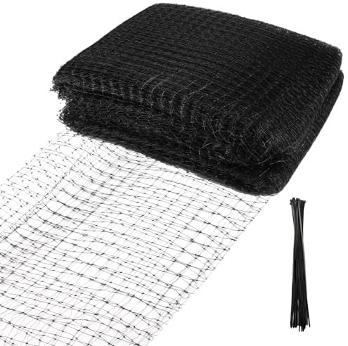 Heavy Duty Garden Netting 7 x 65 ft with 30 Cable Ties - Mesh for Protecting Vegetables, Fruits, Plants Against Birds, Animals, Pests - Reusable Pond Protection
