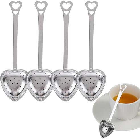 Tea Infusore Acciaio Inox Infusore Tè Filtro, Colini Da Tè In Acciaio Inossidabile A Forma Di Cuore, 4 Pezzi Colino Da Tè A Forma Di Cuore, Infusore Per Tè A Forma Di Cuore In Acciaio Inossidabile