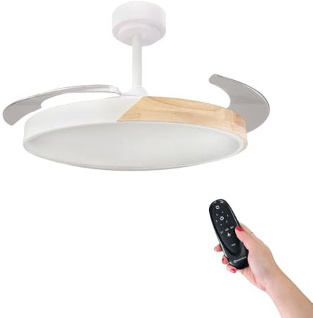 M mimotec - Ventilador de Techo Led Coal Nature ø108 Cm | 6 Velocidades | Luz regulable (CCT) | Temporizador | Modo verano - invierno| Temporizador. LM8829