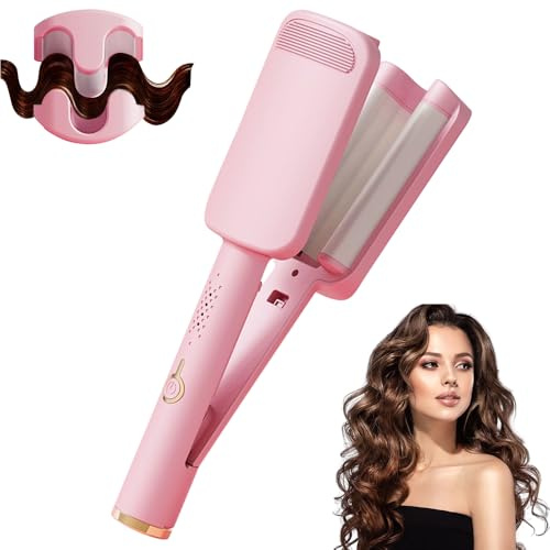 DAJILI 32MM Hair Waver, 3 Barrel Mermaid Hair Waver with Adjustable 4 Gears Temp (160°C-220°C), Beach Wave Hair Curler, French Wave Curling Iron for Short, Long, Fluffy, Waves, Straight Hairstyle