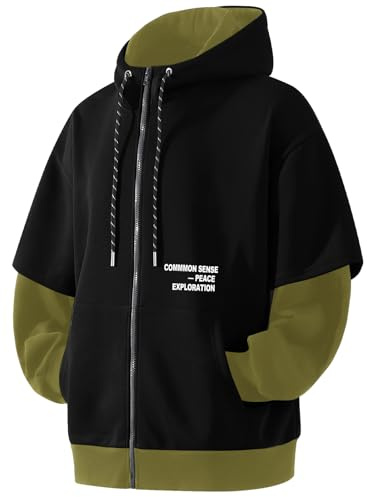 RUIZEHONG Sweat à Capuche zippé Homme Patchwork Pull Sweatshirts Léger avec Poches Pullover Veste à Capuchon