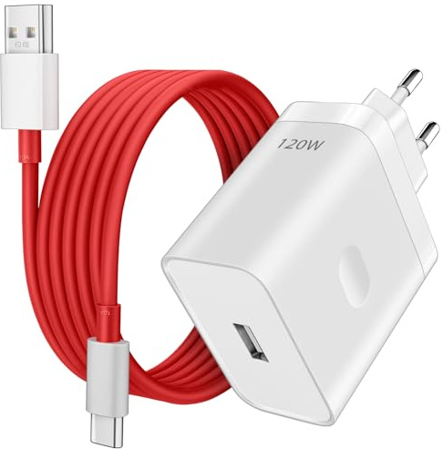 120W USB Ladegerät für Oneplus Charge,USB Netzteil mit 10A USB C Ladekabel 1m Dashcharge Adapter für Oneplus 15 13T 13R 13s 12 Nord CE 4 Lite Nord 5 4 2T realme GT 7T 7 7Pro Oppo Reno 14Pro