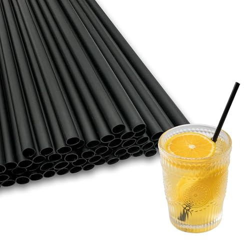 FloraVigo 100 PCS wiederverwendbare Strohhalme – 19 x 0,6 cm große Plastik-Strohhalme für Cocktails, Kaffee, Getränke und Partys