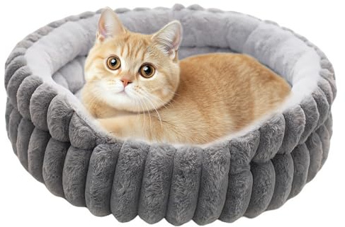 YNNHUDEEP Kattsoffa, kattsängar för katter, munk, hundsäng, rund, kattkudde, rund, tvättbar hundsäng, snöre för små och medelstora hundar och katter (M)