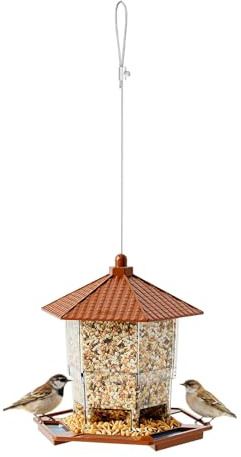 s Distributeur de nourriture à suspendre pour oiseaux avec plateau pour extérieur, jardin, animaux de compagnie et animaux sauvages
