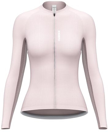 INBIKE Maillot Ciclismo Mujer Manga Larga Camiseta Bicicleta Transpirable con 3 Bolsillos Traseros Secado Rápido Equitación Bicicleta Suave para la Piel Ropa Deportiva MTB Carretera Rosa-M