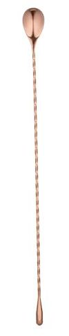 Restaurantware Bar Lux 16 Inch Bar Spoon 1 Corkscrew Handle Cocktail Stirrer Spoon - Long Commercial Copper-Plated Stainless Steel Cocktail Mixing Spoon For Stirring And Mixing