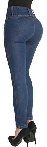 Fiorella Shapewear Butt Lifter Jeans High Waist Push Up Authenthic Levanta Cola Colombianos 500BB Blue Size 3 USA / 8 COL