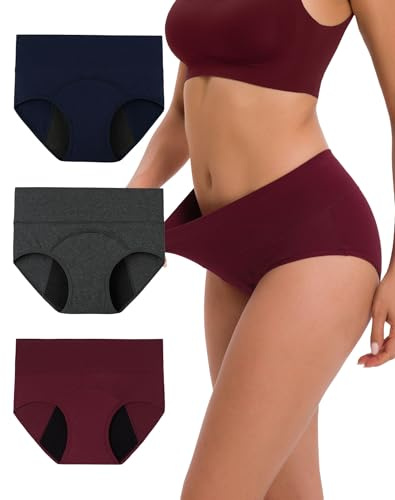 Innersy Menstruationstrosor för kvinnor, medelstor, tvättbar, menstrosor, lätt flöde, 3 st