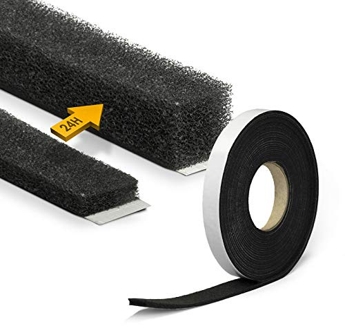 Kompriband 20x10mm -> 20x50mm - 3,3 Meter Moosgummi Dichtband PU Schaum Quellband Fugendichtband selbstklebendes Fensterdichtband Komprimierband Dichtungsband | DQ-PP |