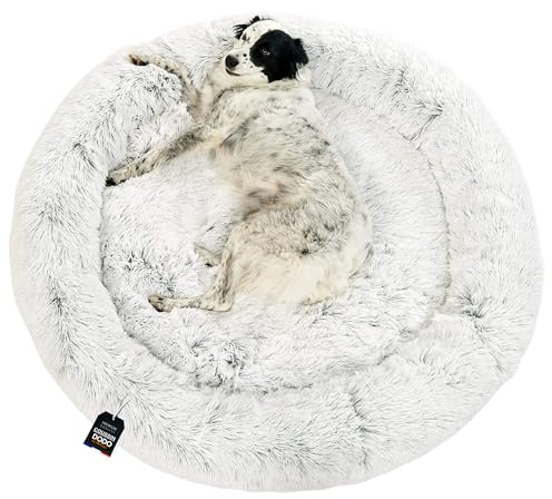 One PETS-TOP Panier Chien XXL (115 cm Gris Perle) | Entièrement Déhoussable Lavable Fermetures YKK, Rond Donut Anti-Stress, Coussin Fibre PP et Mousse 2,5 cm, Antidérapant