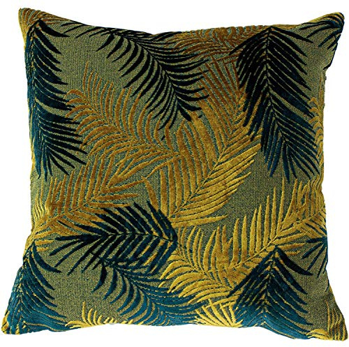 Paoletti Housse de Coussin Palm Grove Doré/Bleu Sarcelle 50 x 50 cm