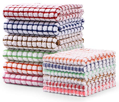 AOTBAT Kitchen Towels and Dishcloths Set, 16 x 25 12 12, Set of Bulk Cotton Dish for Washing Dishes Rags Everyday Cooking Baking