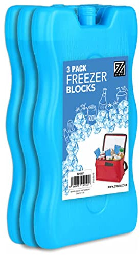 ZYBUX - Blue Freezer Blocks Cools & Keeps Foods Freshness, Cooler for Outdoor, Picnic Beach Camping, Slim, Sleek Design Reusable, Long Lasting Coolness (3 Pieces)