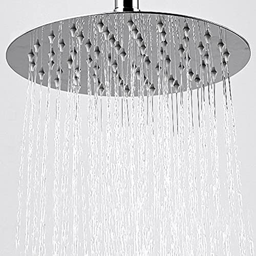 EINFEBEN 12 zoll Runde Regenduschkopf Edelstahl Regendusche Schwenkbar Einbauduschköpfe mit Anti-Kalk-Düsen Duschkopf Regenbrause Brausekopf Kopfbrause Duschbrause Wasserfall Regenduschkopf