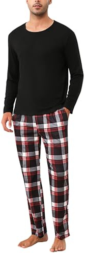 Uniexcosm Pijama Hombre Largo de algodón 2 Piezas Manga Larga