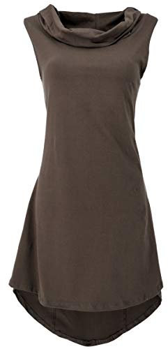 GURU SHOP Psytrance Festival Minikleid, Boho Kleid zum Schnüren - Coffee, Damen, Size:L