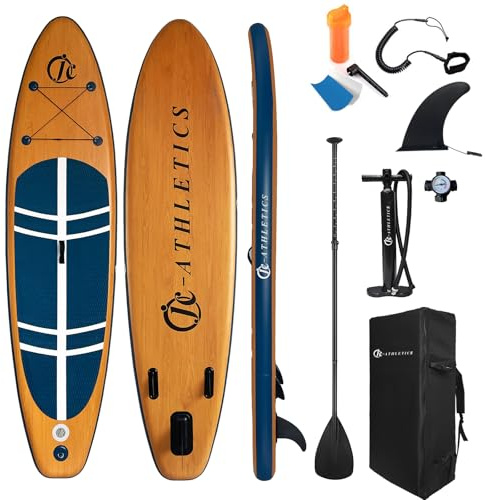 Inflatable Stand Up Paddle Board (6 Inches Thick), ISUP Package W/Premium SUP Accessories & Backpack, Non-Slip Deck,Fins, Adjustable Paddle, Leash, Hand Pump,Standing Boat for Youth & Adult