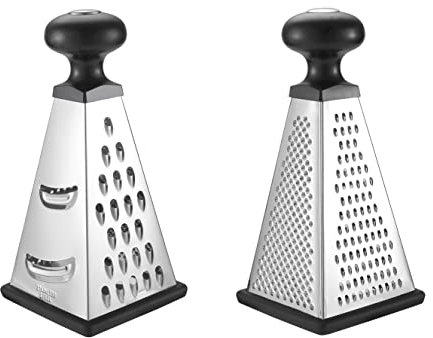 Royal Cuisine Grattugia multiuso in acciaio inox a 4 lati per formaggio grossolano, medio, fine, micro-grattugiare/zesting/triturazione/affettare/verdure e formaggio-aglio limone Zester