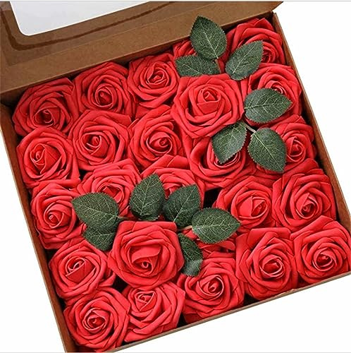 Aolowewin 16 Realistic Artificial Roses (Rose-Flower-Crimson)
