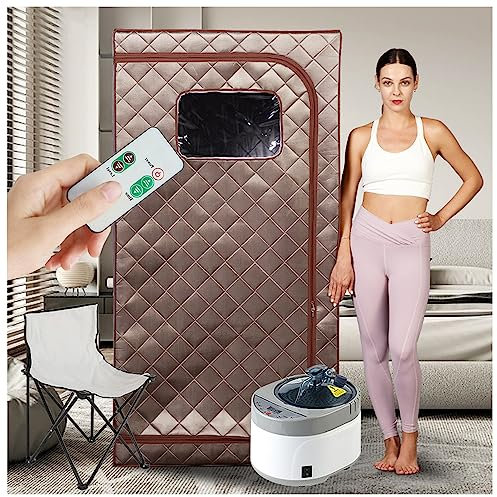FICHET Sauna Portátil para Casa, Sauna de Vapor para Casa, 4L &2000W Gran Capacidad Sauna Vapor Control Remoto, Carpa Sauna para Relajación Corporal Alivio del Estrés, Silla Sauna