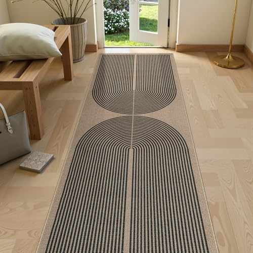 Lahome Modern Rainbow 2x8 Runner Rug, Washable Hallway Kitchen Runner Rugs with Rubber Backing Farmhouse Indoor Outdoor Carpet, Contemporary Non Slip Carpet for Entry Bedroom Porch