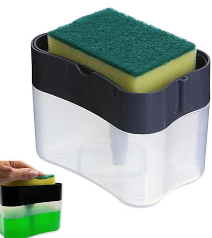 Tvål Dispense Kök, Esforzarse Dispenser för diskmedel med svamp, diskbänk