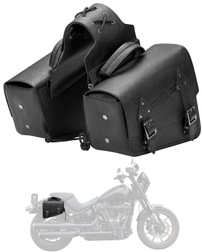 KEMIMOTO Motorcycle Saddlebags Leather Side Bags 12L Compatible with Sportster 883 1200 Softail Low Rider S Cruiser Dyna V-star Shadow Vulcan Rebel