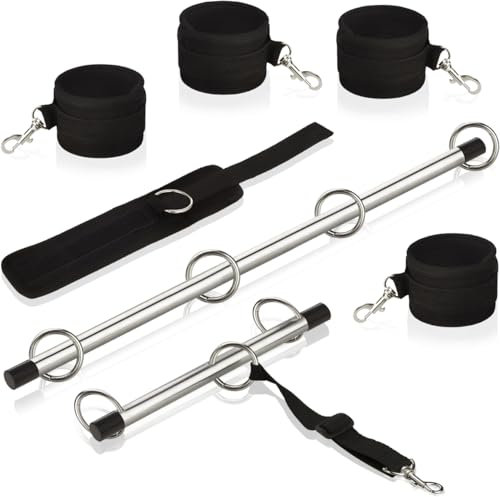 Bondage Set Spreizstangen aus Metall + Halsband und Fesseln BDSM Geschirr
