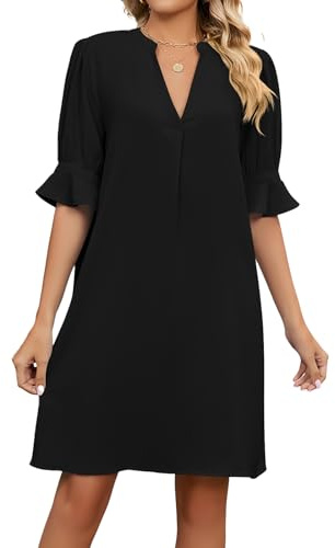 RoomTour Abito da Camicia Donna Scollo V con Maniche Corte Estivo Donna Casual