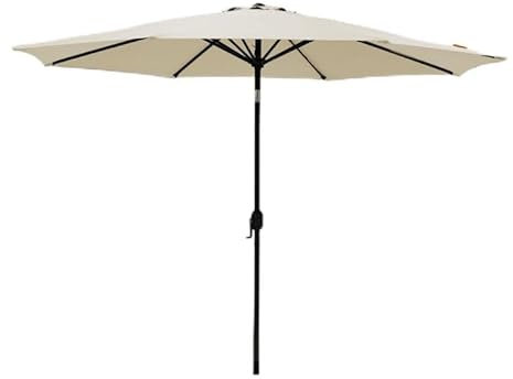 JJ. Parasol droit rond inclinable Juanito Ø300 cm Parasol droit Ø3 m Ouverture avec manivelle Toile professionnelle 240g/m2 renforcée résistante aux UV Beige ivoire