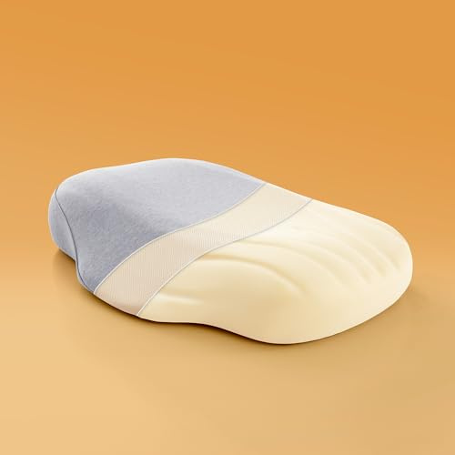 Sonive Almohada cervical, almohada con algodón, funda de almohada de espuma viscoelástica para niños, hombre y mujer, color gris, 58 x 38 x 10 cm