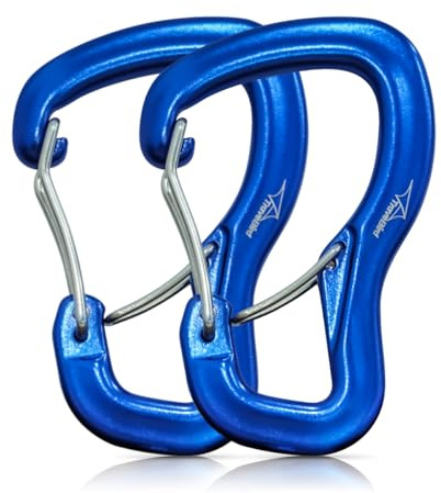Travel Bird Heavy Duty Carabiner Clip Hook 8KN (1763 lbs), 2 PCS Ultra-Light Aluminum Caribeaners with Double Door D Ring Shape, for Hammock, Camping, Hiking, Backpacking, Dog Leash, Keychain Clip
