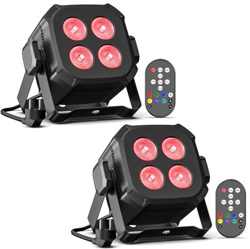 Rtktoup 2PCS RGBW Par LED, 40W Luci del Palcoscenico DMX-4/8CH con Telecomando/Suono Attivato Luce di Scena, Luci Discoteca per Feste Bar Show DJ Matrimonio Halloween Natale