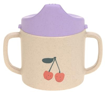 LÄSSIG Taza para sorber Vaso para niños con asa y tapa extraíble 150 ml/Sippy Cup PP/Cellulose Happy Fruits Cherry